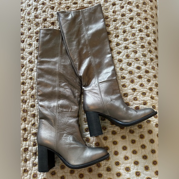Free People Grayson Metallic Leather Tall Boots Size 6.5 - Picture 1 of 7